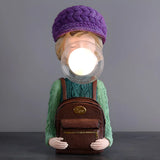 Creative Globe Glass Girl Figurine Resin Table Lamp Image - 8