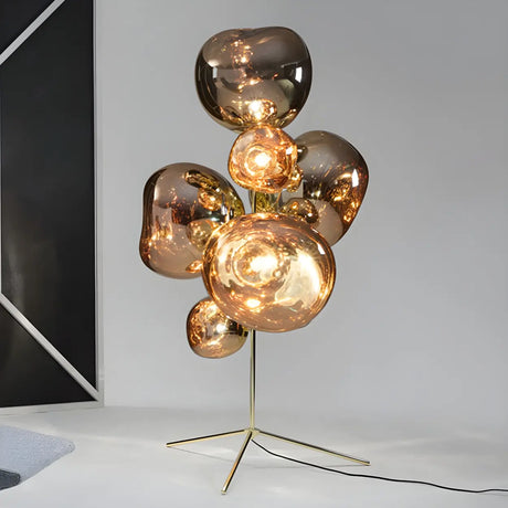 Creative Gold Cluster Melt Stand Chandelier Floor Lamp Image - 1