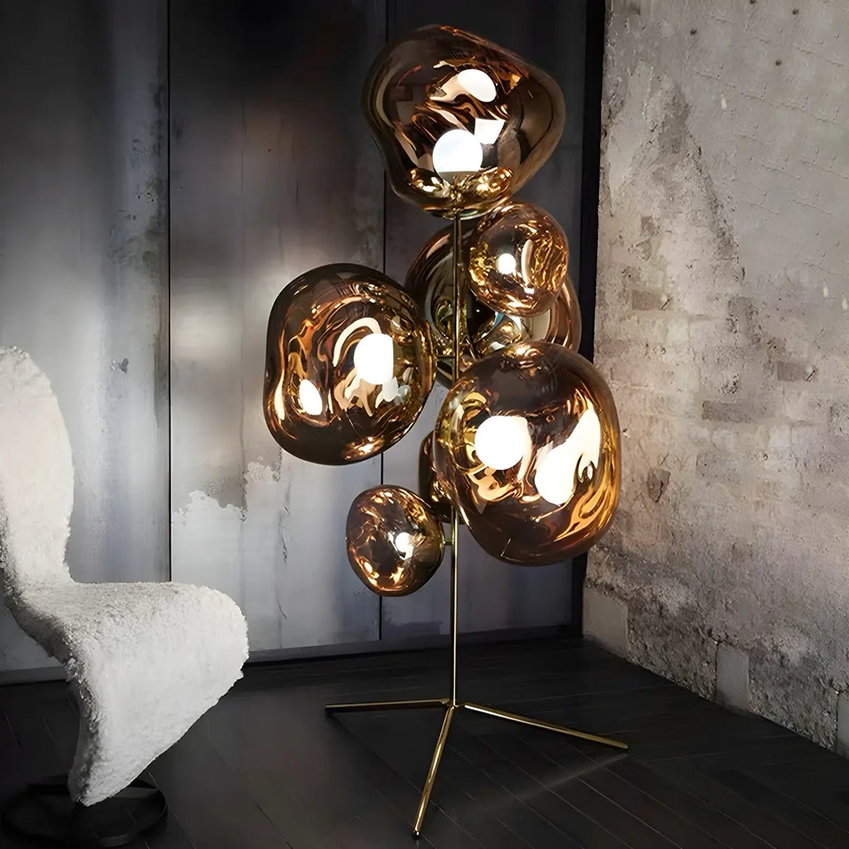 Creative Gold Cluster Melt Stand Chandelier Floor Lamp Image - 8