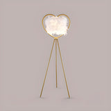 Creative Gold Heart Tripod Feather and Metal Floor Lamp Image - 3