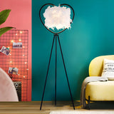 Creative Gold Heart Tripod Feather and Metal Floor Lamp Image - 6