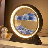 Creative Golden Sand Art LED Circular Decor Table Lamp Image - 24