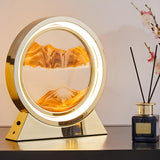 Creative Golden Sand Art LED Circular Decor Table Lamp Image - 26