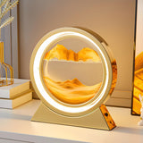 Creative Golden Sand Art LED Circular Decor Table Lamp Image - 5