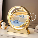 Creative Golden Sand Art LED Circular Decor Table Lamp Image - 7