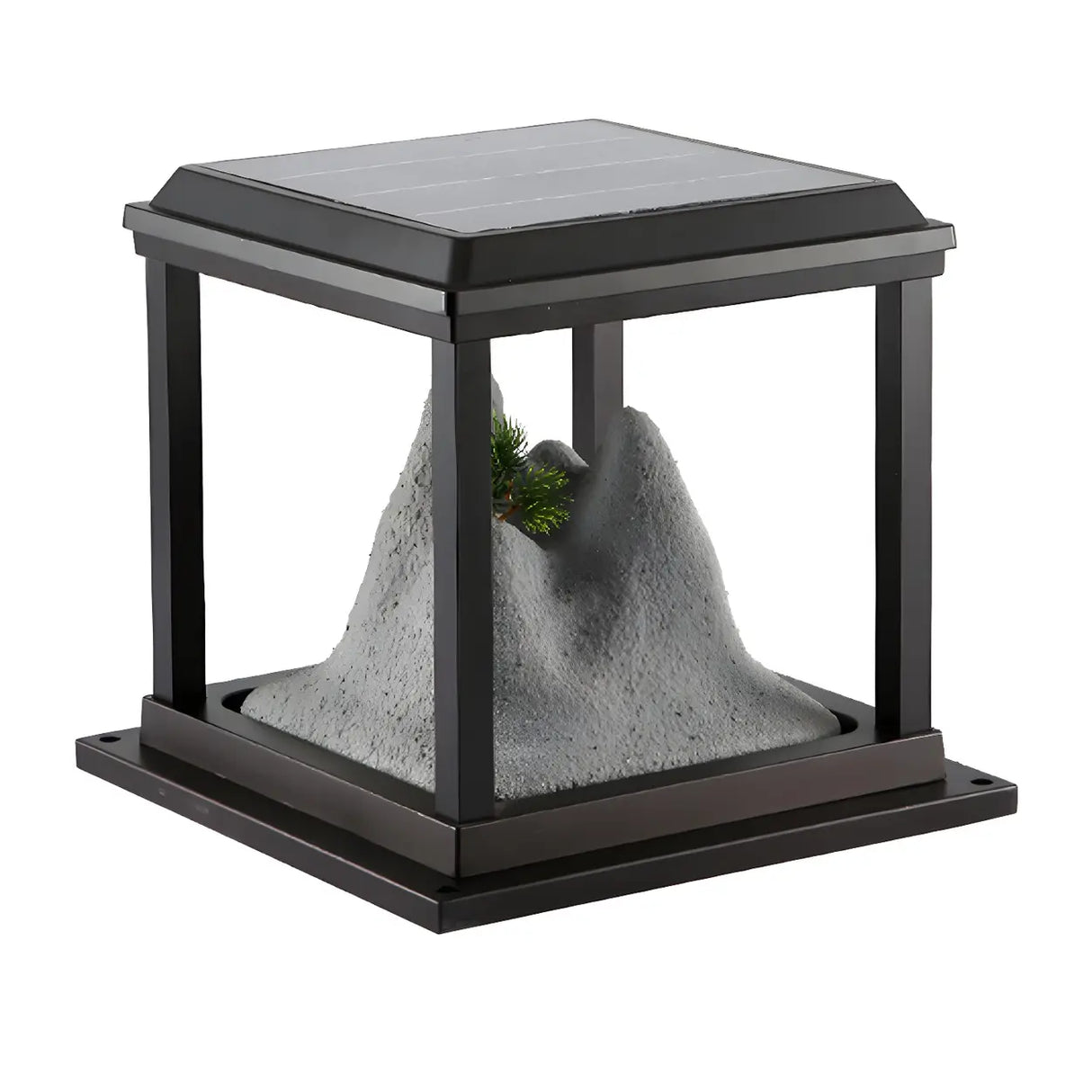 Creative Gray Hill Decor Square Garden Outdoor Table Lamp Image - 5