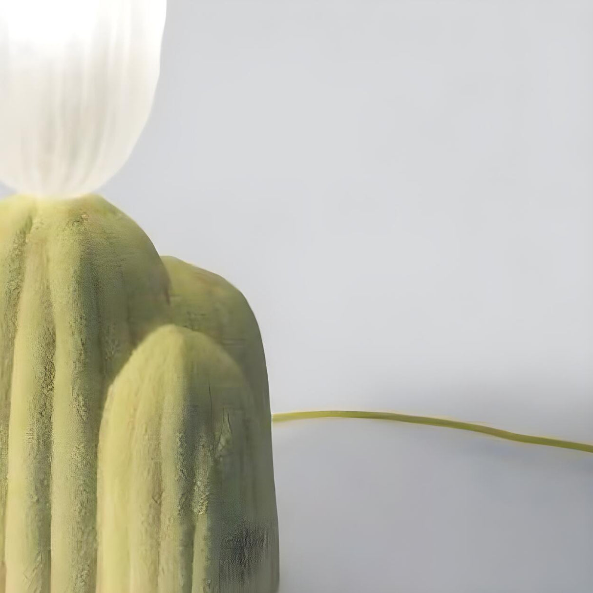 Creative Green Cactus Glass Shade Resin Table Lamp Image - 9