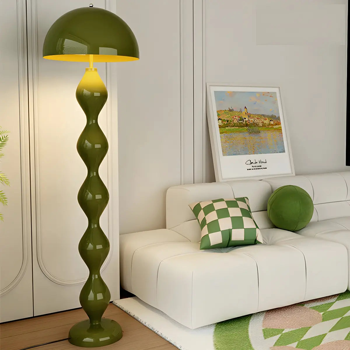 Creative Green Mushroom Metal LED Modern Floor Lamp Image - 1