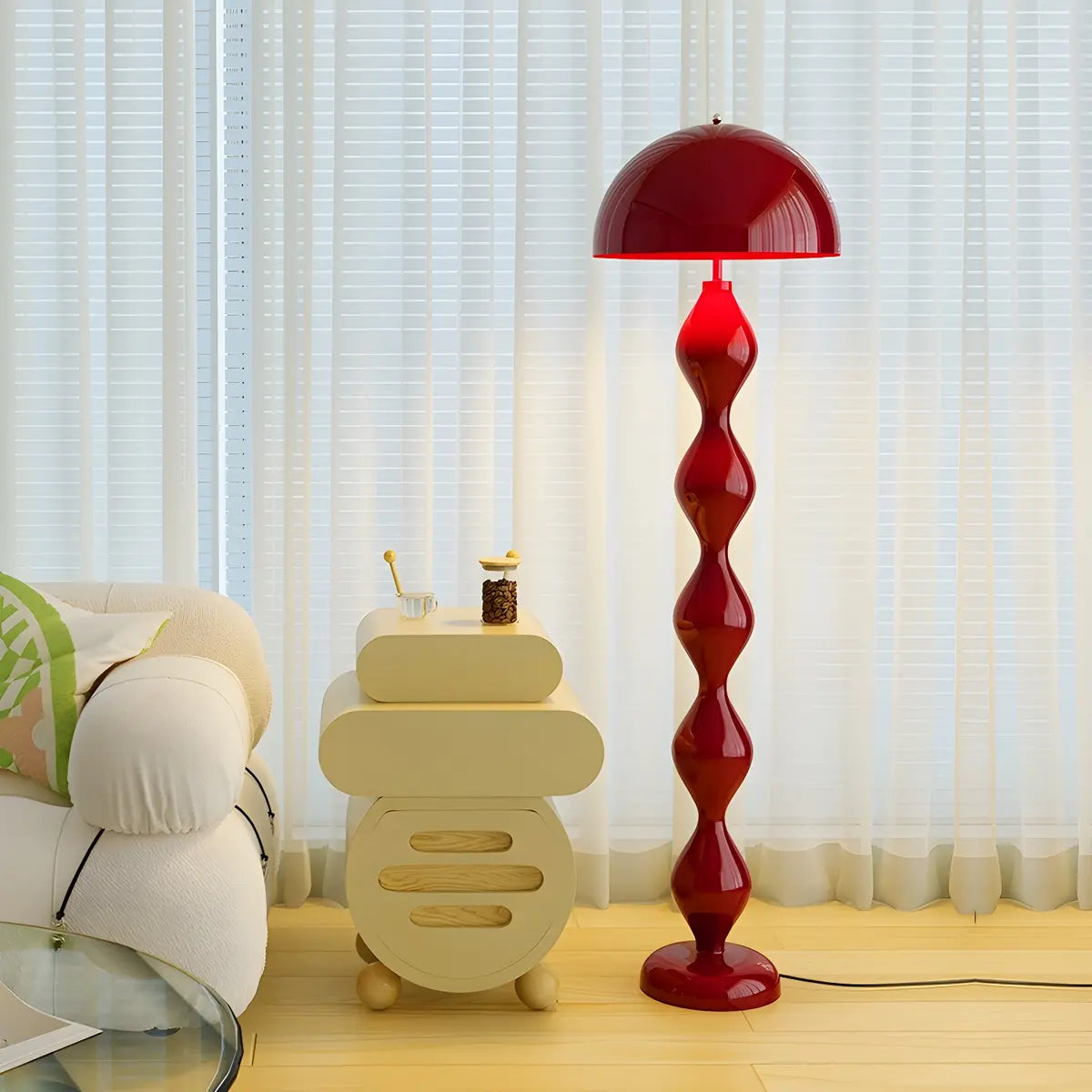 Creative Green Mushroom Metal LED Modern Floor Lamp Image - 3