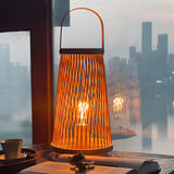 Creative Hand-Woven Bamboo Cage Shade Wooden Table Lamp Image - 1