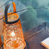 Creative Hand-Woven Bamboo Cage Shade Wooden Table Lamp Image - 14