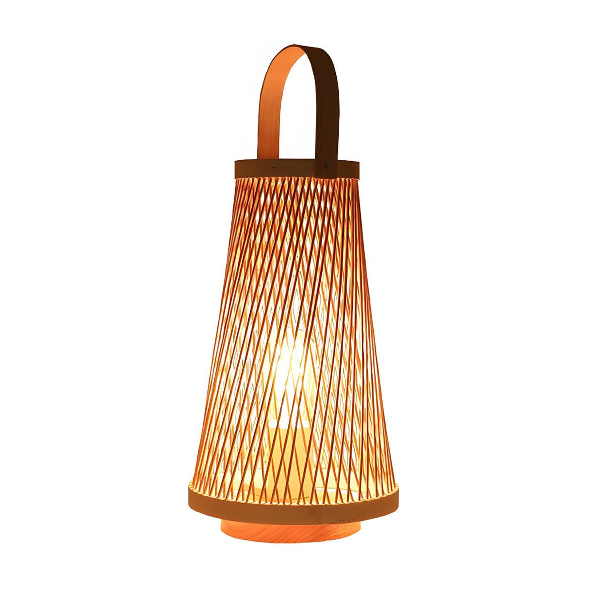 Creative Hand-Woven Bamboo Cage Shade Wooden Table Lamp Image - 6