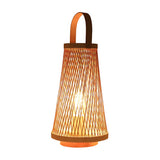 Creative Hand-Woven Bamboo Cage Shade Wooden Table Lamp Image - 6