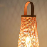 Creative Hand-Woven Bamboo Cage Shade Wooden Table Lamp Image - 7