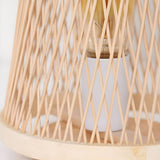 Creative Hand-Woven Bamboo Cage Shade Wooden Table Lamp Image - 8