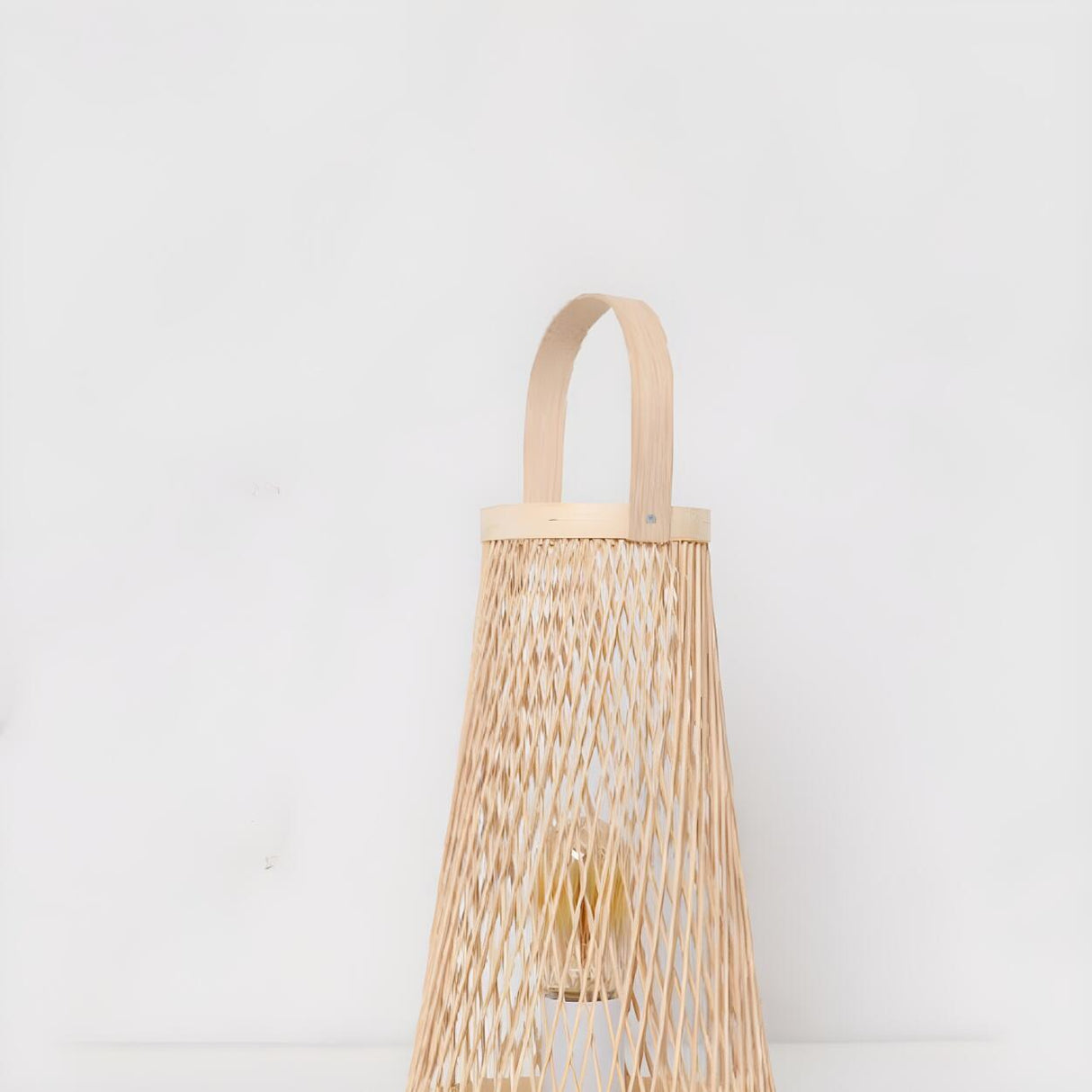 Creative Hand-Woven Bamboo Cage Shade Wooden Table Lamp Image - 9