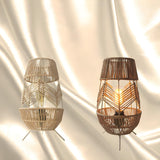 Creative Hand-Woven Unique Rope Shade Decor Table Lamp Image - 3