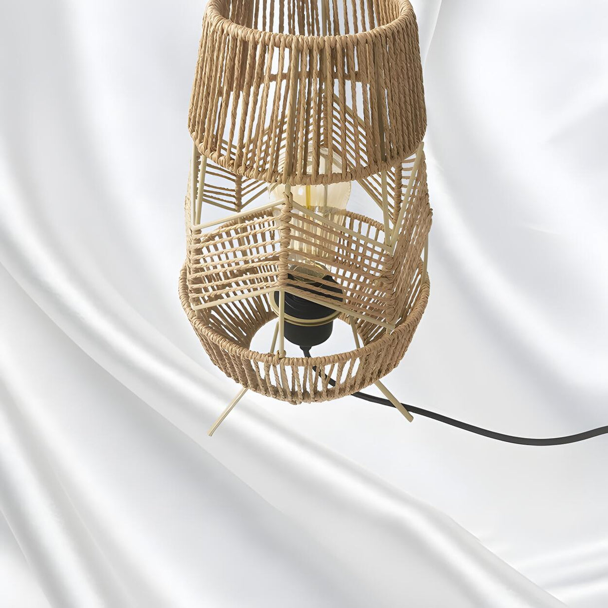 Creative Hand-Woven Unique Rope Shade Decor Table Lamp Image - 4