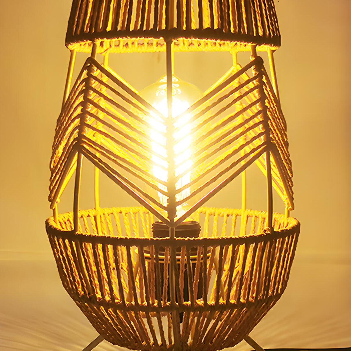 Creative Hand-Woven Unique Rope Shade Decor Table Lamp Image - 6