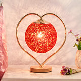 Creative Heart Red Woven Ball Modern Decor Table Lamp Image - 10