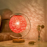 Creative Heart Red Woven Ball Modern Decor Table Lamp Image - 11