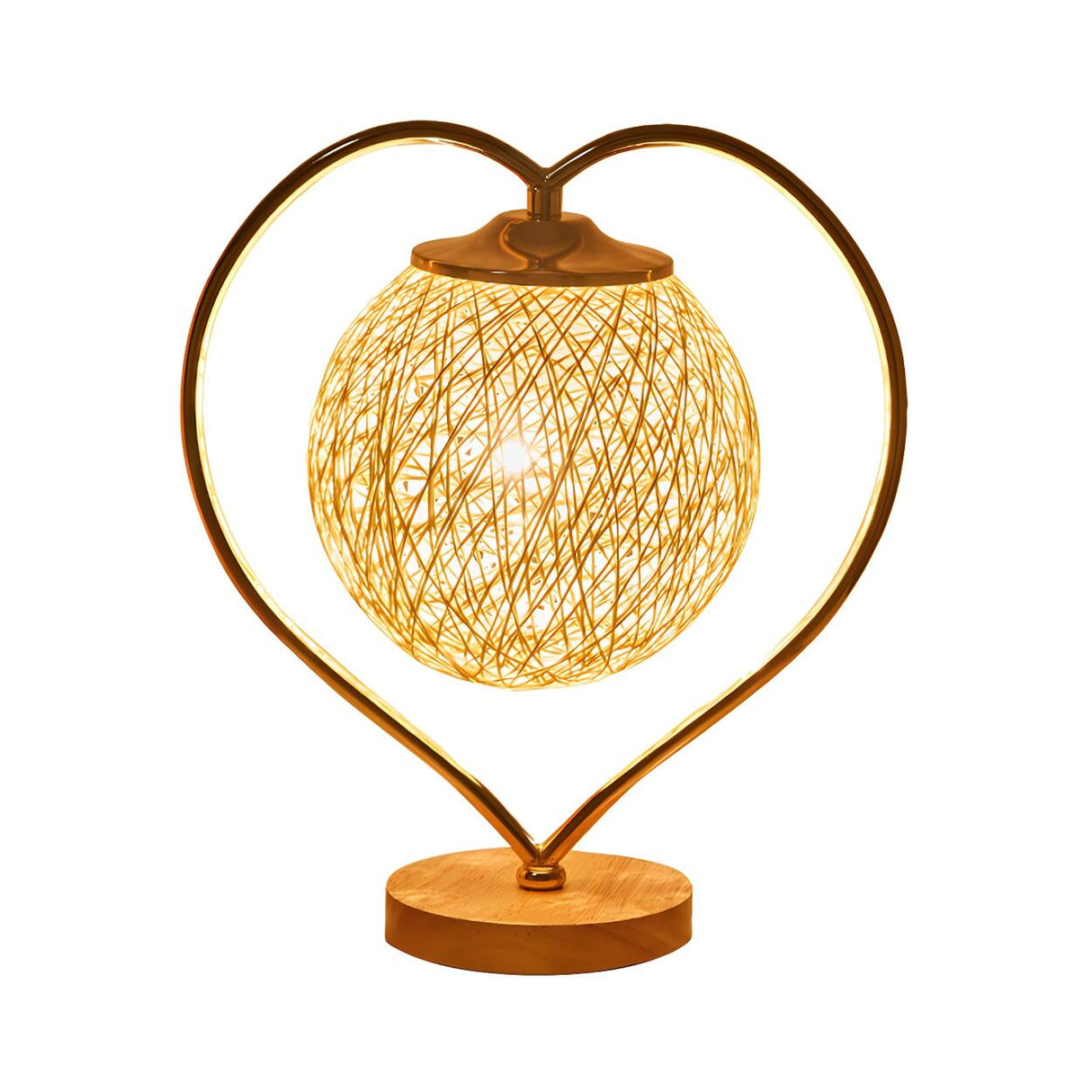 Creative Heart Red Woven Ball Modern Decor Table Lamp Image - 12