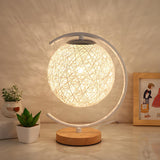 Creative Heart Red Woven Ball Modern Decor Table Lamp Image - 4