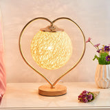 Creative Heart Red Woven Ball Modern Decor Table Lamp Image - 5