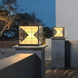 Creative Hourglass Cube Metal Outdoor LED Post Light Image - 15