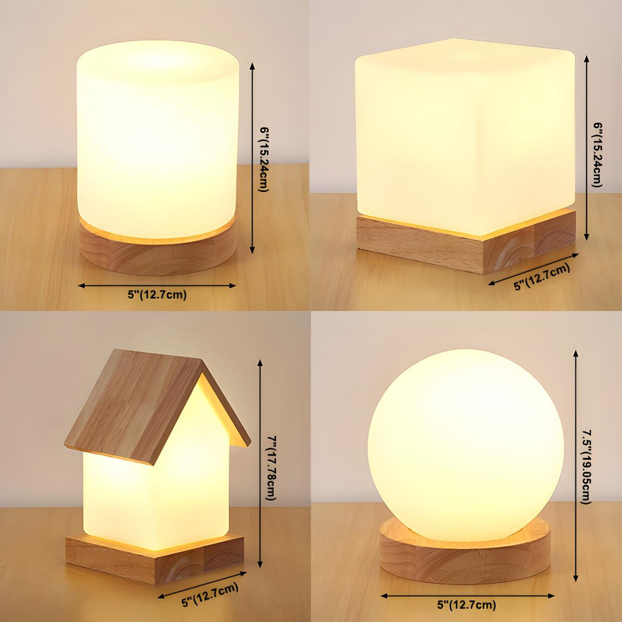 Creative House Shape White Glass Bedroom Table Lamp 