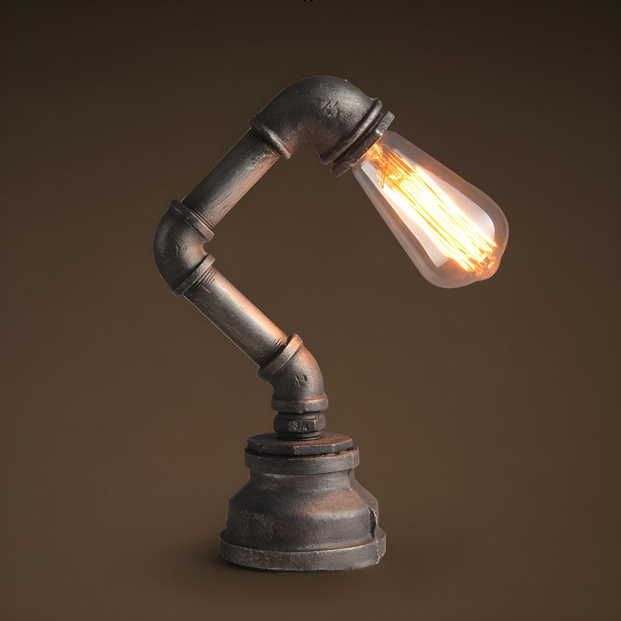 Creative Industrial Water Pipe Decor Metal Table Lamp Image - 6