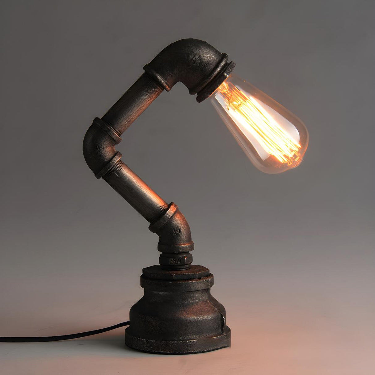 Creative Industrial Water Pipe Decor Metal Table Lamp Image - 7