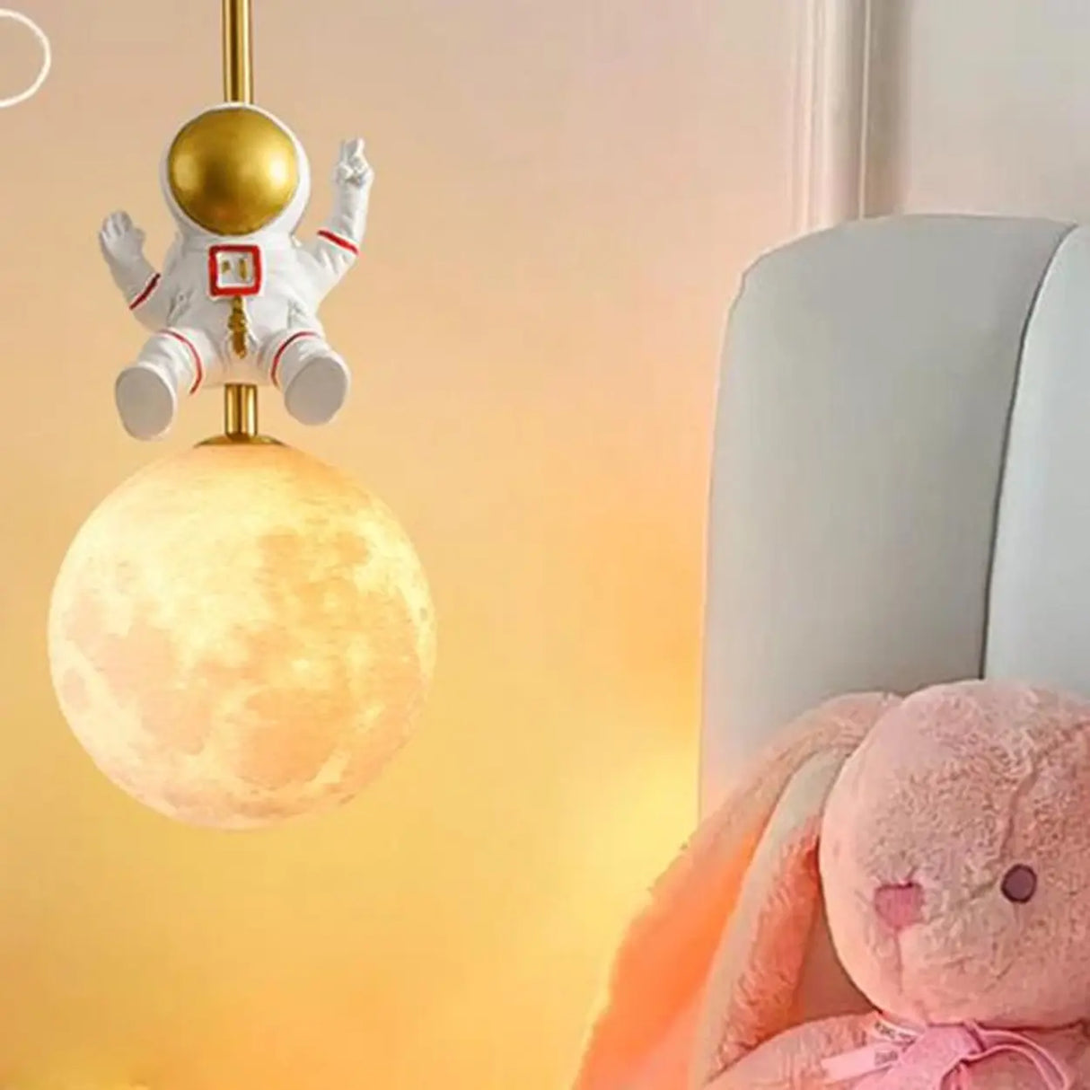 Creative Kids Children Room Moon Astronaut Pendant Light Image - 16