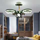 Creative Kids Room Aircraft-shaped Ceiling Fan Light Image - 3