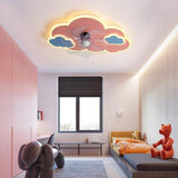 Creative Kids Room Flush Mount Cloud Ceiling Fan Light Image - 1