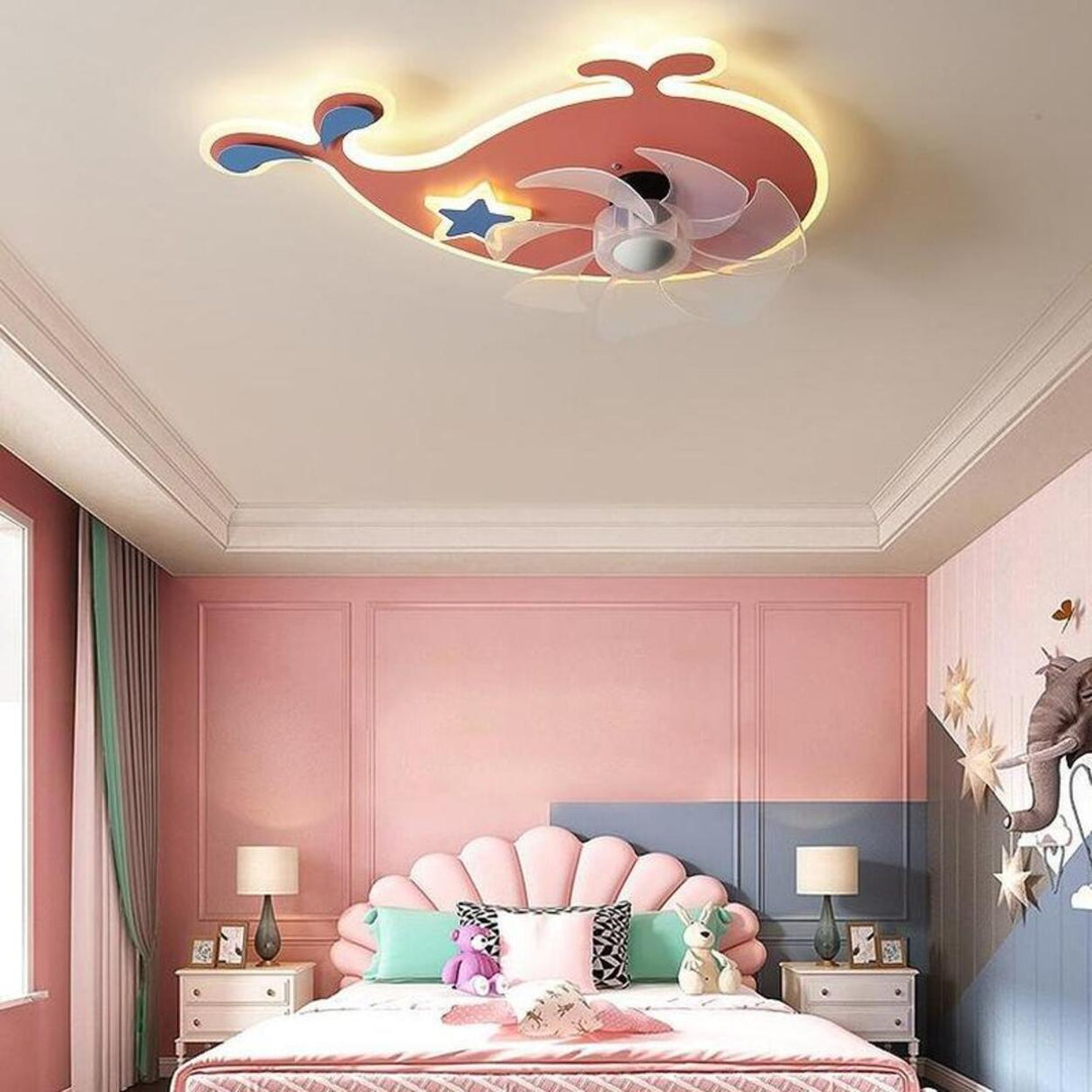 Creative Kids Room Flush Mount Cloud Ceiling Fan Light Image - 19