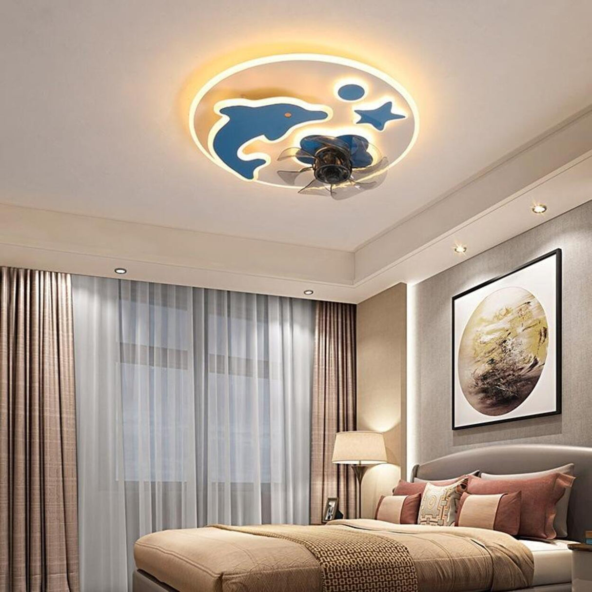 Creative Kids Room Flush Mount Cloud Ceiling Fan Light Image - 2