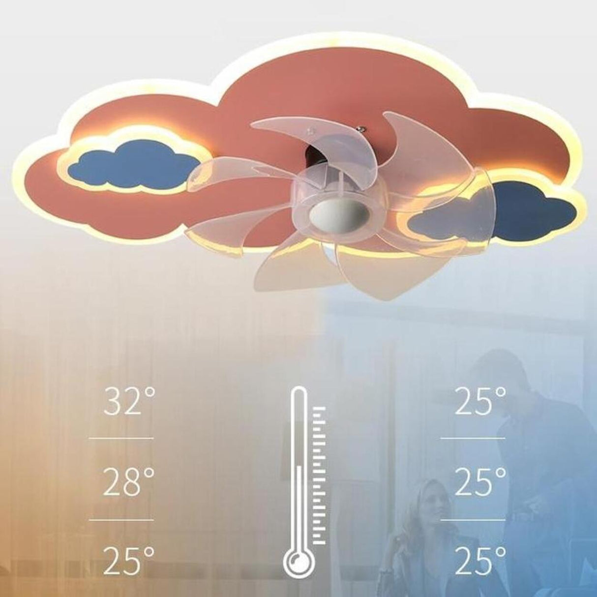 Creative Kids Room Flush Mount Cloud Ceiling Fan Light Image - 20