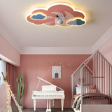 Creative Kids Room Flush Mount Cloud Ceiling Fan Light Image - 22