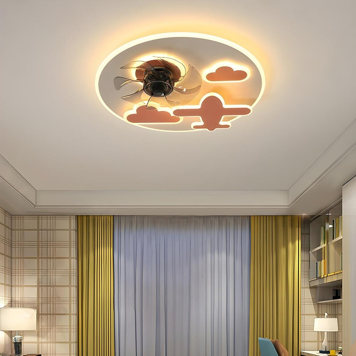 Creative Kids Room Flush Mount Cloud Ceiling Fan Light Image - 23