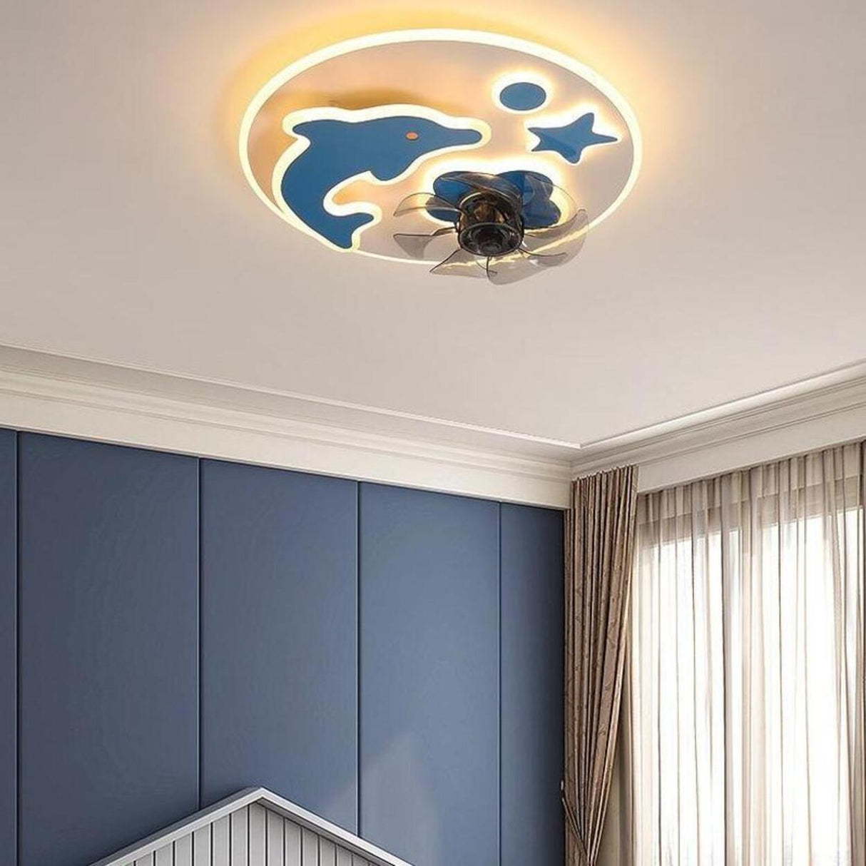 Creative Kids Room Flush Mount Cloud Ceiling Fan Light Image - 4