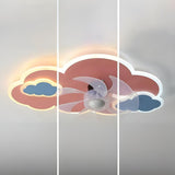 Creative Kids Room Flush Mount Cloud Ceiling Fan Light Image - 8