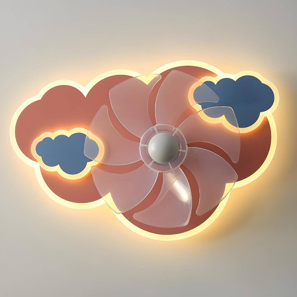 Creative Kids Room Flush Mount Cloud Ceiling Fan Light Image - 9