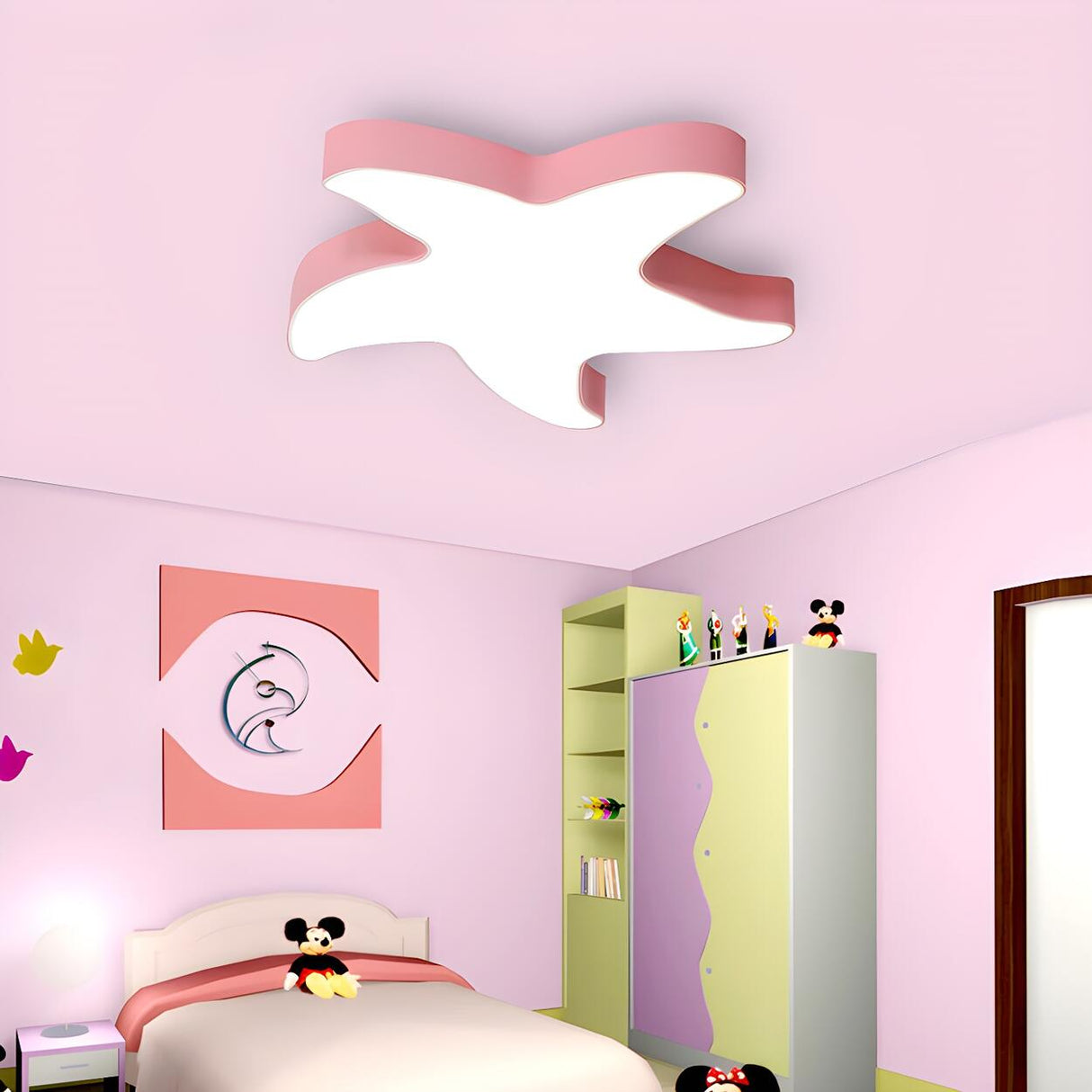 Creative Kids Room Yellow Starfish LED Flush Mount Lamp Image - 11