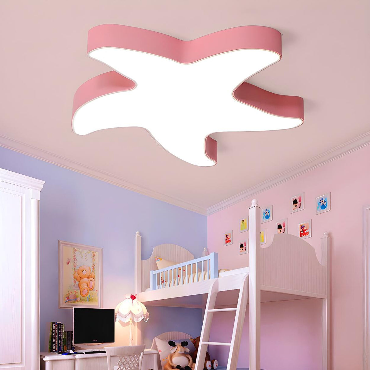 Creative Kids Room Yellow Starfish LED Flush Mount Lamp Image - 12