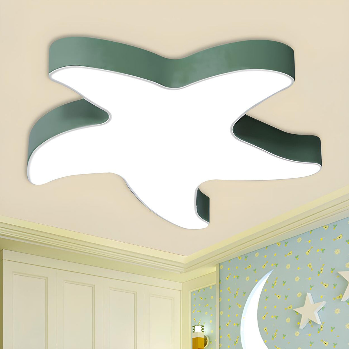 Creative Kids Room Yellow Starfish LED Flush Mount Lamp Image - 19