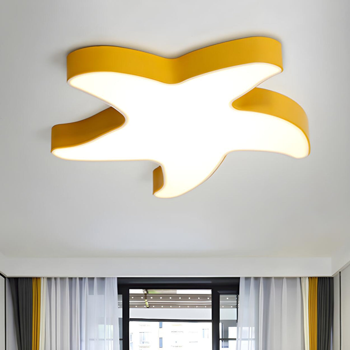 Creative Kids Room Yellow Starfish LED Flush Mount Lamp Image - 2