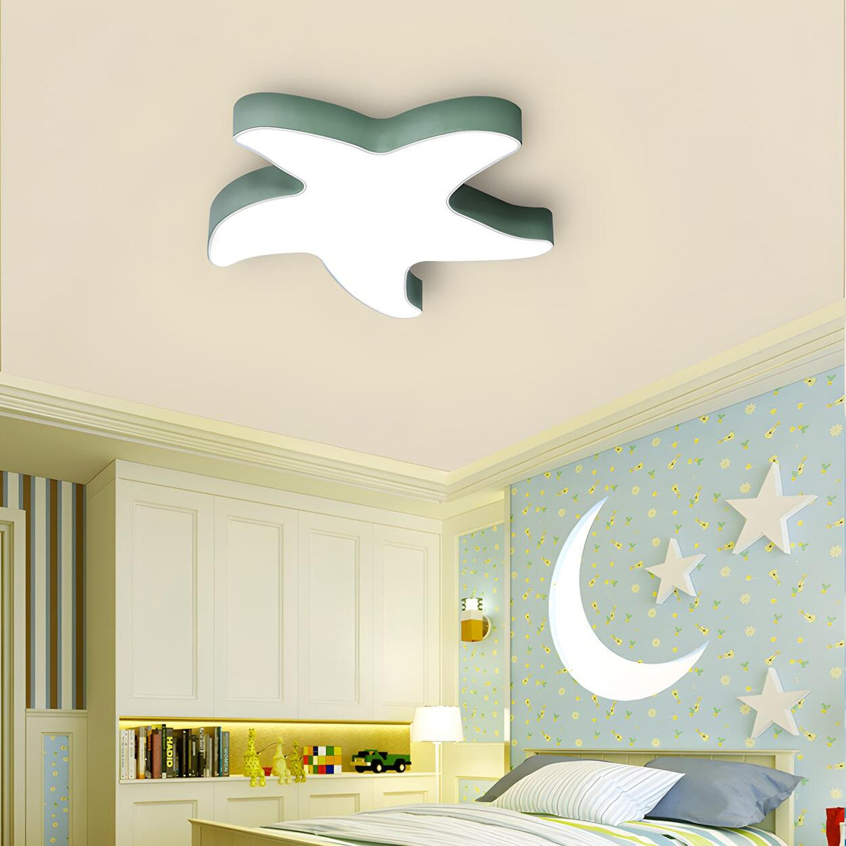 Creative Kids Room Yellow Starfish LED Flush Mount Lamp Image - 21