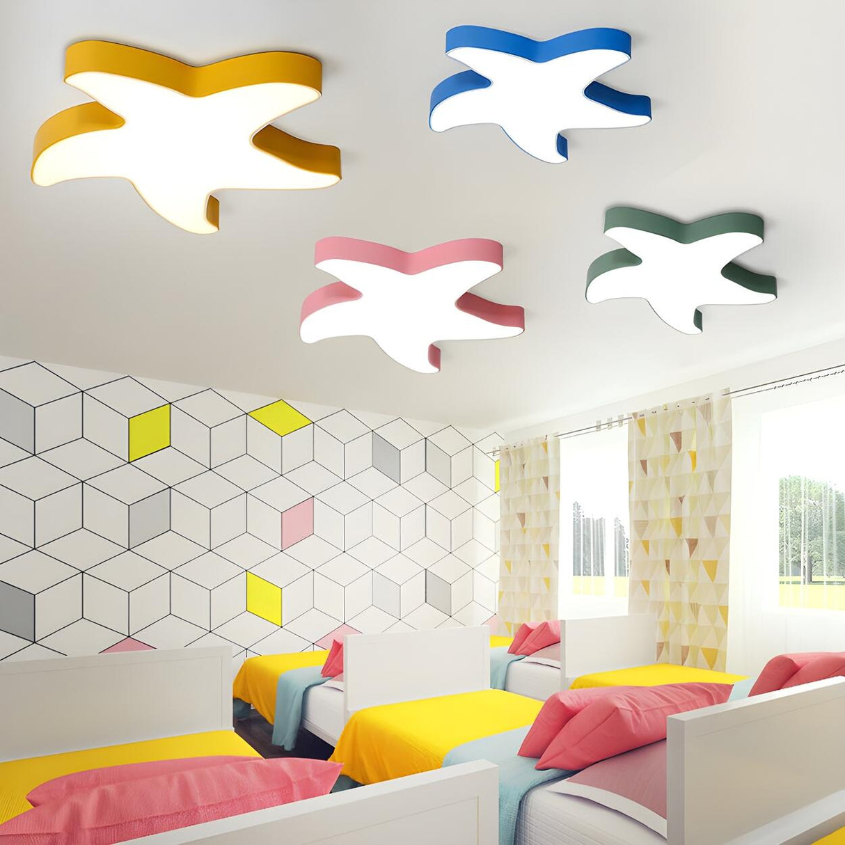 Creative Kids Room Yellow Starfish LED Flush Mount Lamp Image - 4