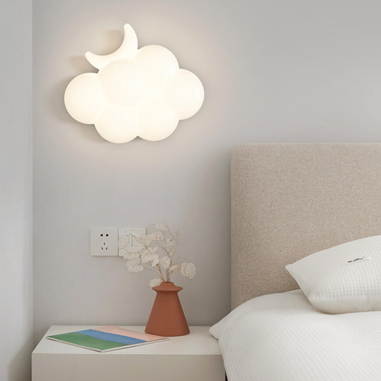 Creative Kids' Room White Cloud-Shaped LED Wall Light Image - 1